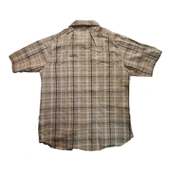 Merrell Mens Plaid Short Sleeve Metal Button Up Shirt Medium Outdoor Adventure - Picture 2 of 11